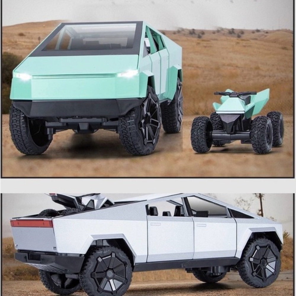 Tesla Cybertruck Pullback &‎ Go 1:32 Xinhaodi Alarm HeadLights ATV